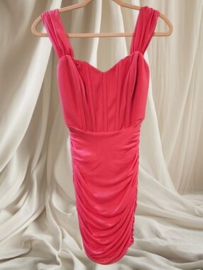 Privy Pink Women's Small Ruched Dress